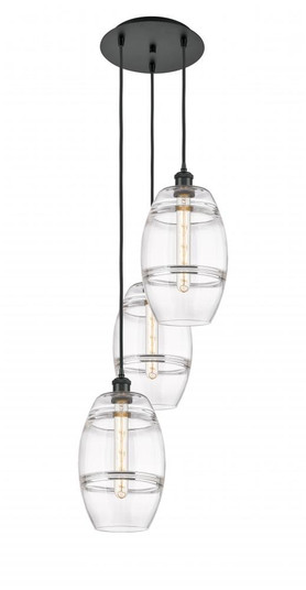 Vaz - 3 Light - 15 inch - Matte Black - Cord hung - Multi Pendant (3442|113B-3P-BK-G557-8CL)