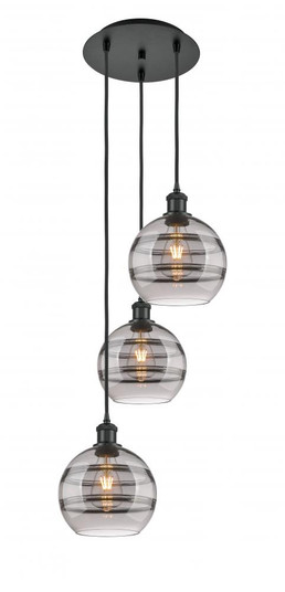 Rochester - 3 Light - 15 inch - Matte Black - Cord hung - Multi Pendant (3442|113B-3P-BK-G556-8SM)