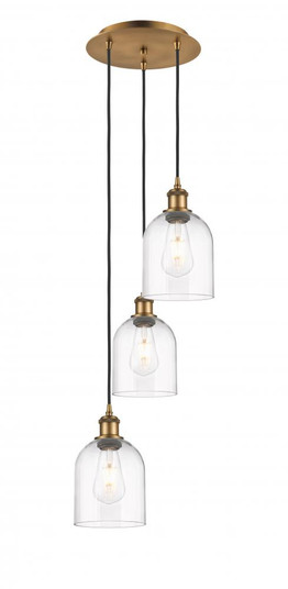 Bella - 3 Light - 12 inch - Brushed Brass - Cord hung - Multi Pendant (3442|113B-3P-BB-G558-6CL)