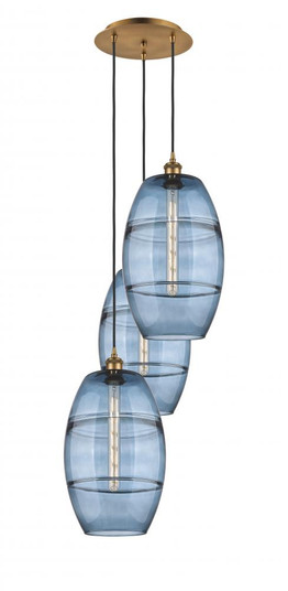 Vaz - 3 Light - 17 inch - Brushed Brass - Cord hung - Multi Pendant (3442|113B-3P-BB-G557-10BL)