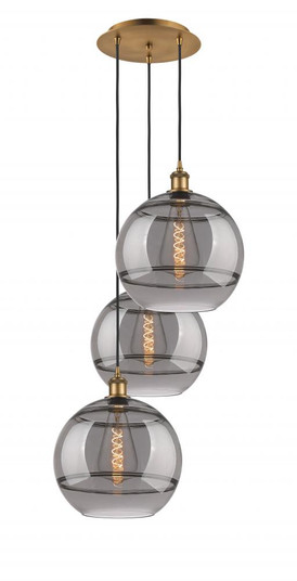 Rochester - 3 Light - 19 inch - Brushed Brass - Cord hung - Multi Pendant (3442|113B-3P-BB-G556-12SM)
