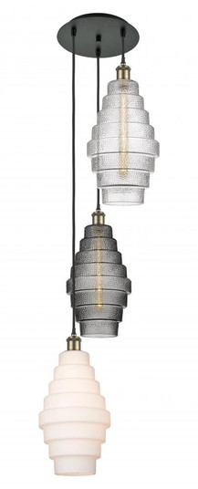 Cascade - 3 Light - 15 inch - Black Antique Brass - Cord hung - Multi Pendant (3442|113B-3P-BAB-G670-MU)