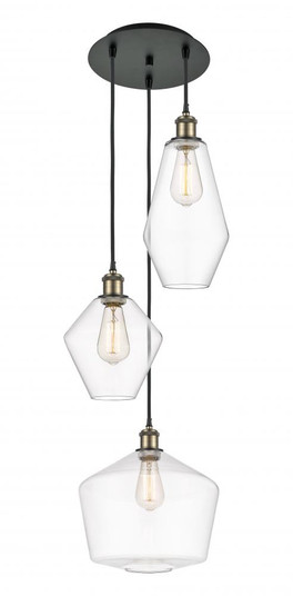 Cindyrella - 3 Light - 17 inch - Black Antique Brass - Cord hung - Multi Pendant (3442|113B-3P-BAB-G652-MU)