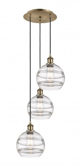 Rochester - 3 Light - 15 inch - Antique Brass - Cord hung - Multi Pendant (3442|113B-3P-AB-G556-8CL)