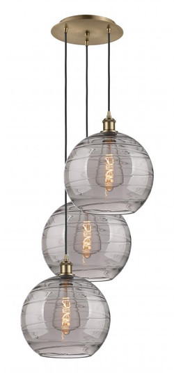 Athens Deco Swirl - 3 Light - 19 inch - Antique Brass - Cord hung - Multi Pendant (3442|113B-3P-AB-G1213-12SM)