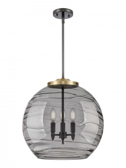 Athens Deco Swirl - 3 Light - 18 inch - Black Antique Brass - Cord hung - Pendant (3442|221-3S-BAB-G1213-18SM)