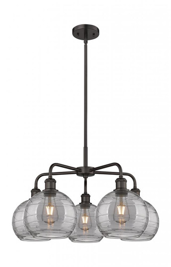 Athens Deco Swirl - 5 Light - 26 inch - Oil Rubbed Bronze - Chandelier (3442|516-5CR-OB-G1213-8SM)