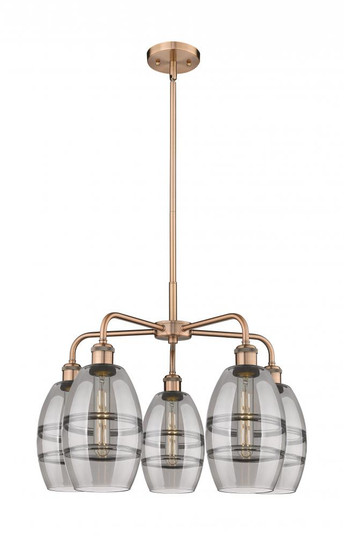 Vaz - 5 Light - 24 inch - Antique Copper - Chandelier (3442|516-5CR-AC-G557-6SM)