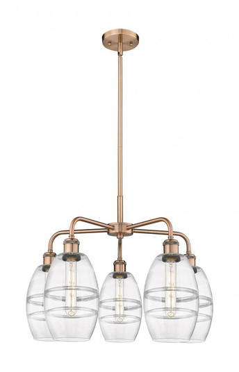 Vaz - 5 Light - 24 inch - Antique Copper - Chandelier (3442|516-5CR-AC-G557-6CL)