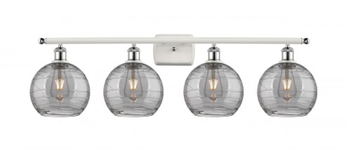 Athens Deco Swirl - 4 Light - 38 inch - White Polished Chrome - Bath Vanity Light (3442|516-4W-WPC-G1213-8SM)