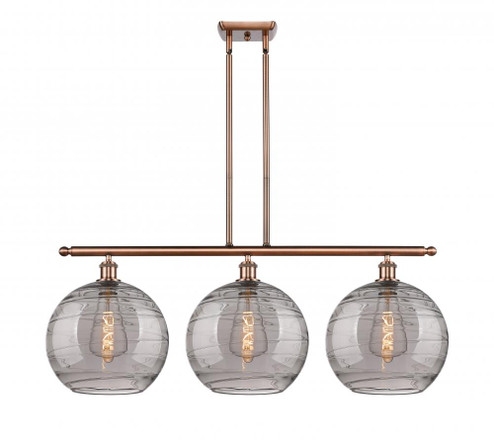 Athens Deco Swirl - 3 Light - 39 inch - Antique Copper - Cord hung - Island Light (3442|516-3I-AC-G1213-12SM)