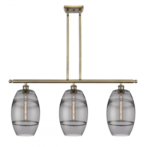 Vaz - 3 Light - 36 inch - Antique Brass - Cord hung - Island Light (3442|516-3I-AB-G557-8SM)