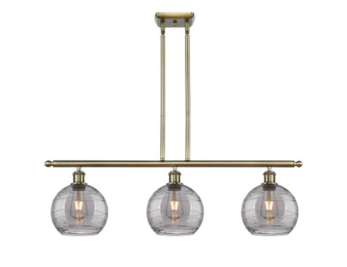 Athens Deco Swirl - 3 Light - 36 inch - Antique Brass - Cord hung - Island Light (3442|516-3I-AB-G1213-8SM)