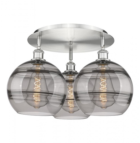 Rochester - 3 Light - 22 inch - Satin Nickel - Semi-Flush Mount (3442|516-3C-SN-G556-10SM)