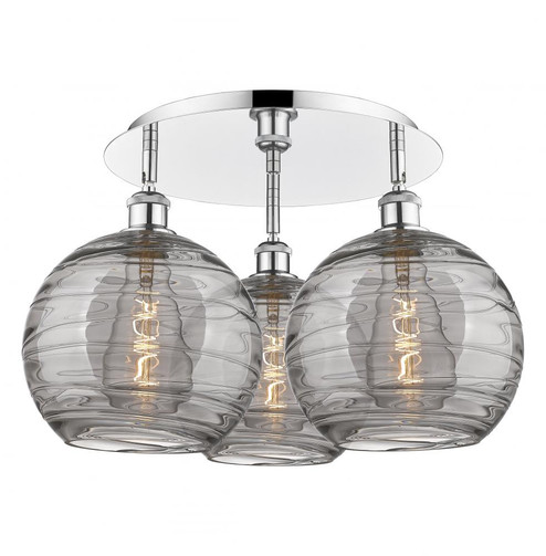 Athens Deco Swirl - 3 Light - 22 inch - Polished Chrome - Semi-Flush Mount (3442|516-3C-PC-G1213-10SM)