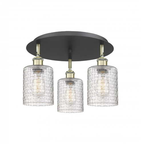 Cobbleskill - 3 Light - 17 inch - Black Antique Brass - Semi-Flush Mount (3442|516-3C-BAB-G112C-5CL)