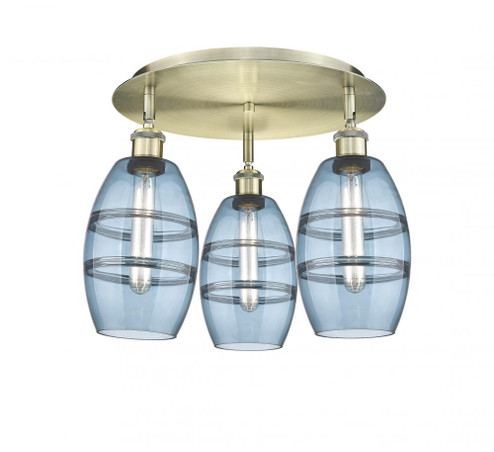 Vaz - 3 Light - 18 inch - Antique Brass - Semi-Flush Mount (3442|516-3C-AB-G557-6BL)