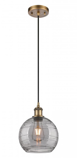Athens Deco Swirl - 1 Light - 8 inch - Brushed Brass - Cord hung - Mini Pendant (3442|516-1P-BB-G1213-8SM)
