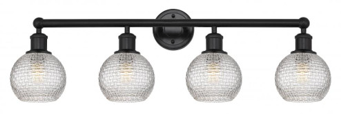 Athens - 4 Light - 33 inch - Matte Black - Bath Vanity Light (3442|616-4W-BK-G122C-6CL)