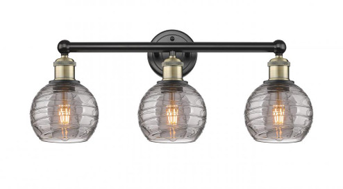 Athens Deco Swirl - 3 Light - 24 inch - Black Antique Brass - Bath Vanity Light (3442|616-3W-BAB-G1213-6SM)