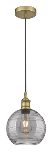 Athens Deco Swirl - 1 Light - 8 inch - Brushed Brass - Cord hung - Mini Pendant (3442|616-1P-BB-G1213-8SM)