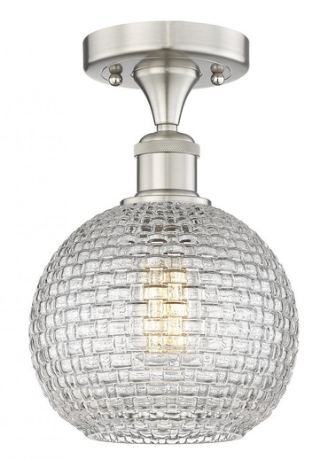 Athens - 1 Light - 8 inch - Brushed Satin Nickel - Semi-Flush Mount (3442|616-1F-SN-G122C-8CL)