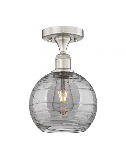 Athens Deco Swirl - 1 Light - 8 inch - Brushed Satin Nickel - Semi-Flush Mount (3442|616-1F-SN-G1213-8SM)