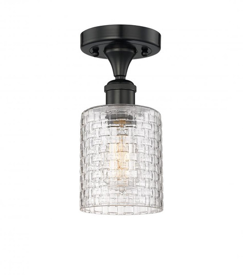 Cobbleskill - 1 Light - 5 inch - Matte Black - Semi-Flush Mount (3442|616-1F-BK-G112C-5CL)