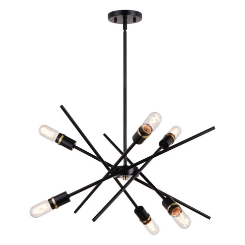 Halsted 24.25-in 6 Light Pendant Black and Satin Brass (51|P0390)