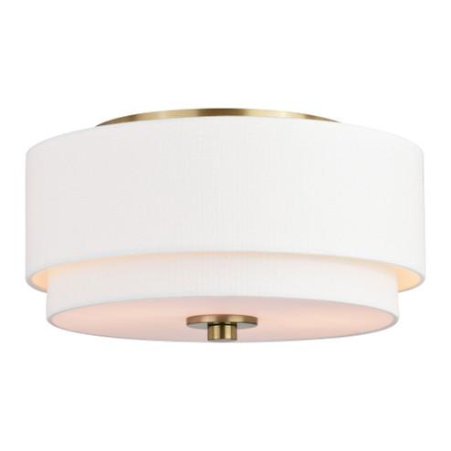 Burnaby 13-in W Matte Brass Mid-Century Modern Flush Mount Ceiling Light Fixture White Fabric Drum S (51|C0278)