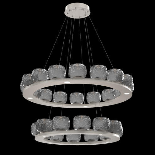 Vessel Two-Tier Platform Ring-Beige Silver-Smoke Blown Glass-Stainless Cable-LED 3000K (1289|CHB0091-2B-BS-S-CA1-L3)