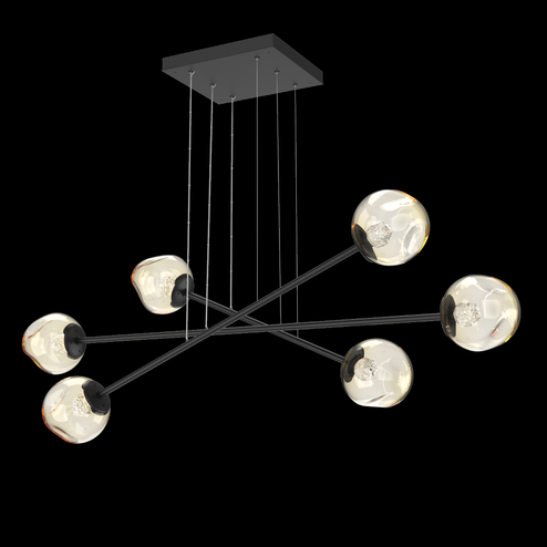 Luna Triple Moda-Matte Black-Floret Inner - Amber Outer-Stainless Cable-LED 3000K (1289|PLB0086-M3-MB-FA-CA1-L3)