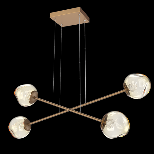 Luna Double Moda-Novel Brass-Floret Inner - Amber Outer-Stainless Cable-LED 3000K (1289|PLB0086-M2-NB-FA-CA1-L3)