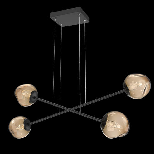 Luna Double Moda-Matte Black-Geo Inner - Bronze Outer-Stainless Cable-LED 3000K (1289|PLB0086-M2-MB-GB-CA1-L3)