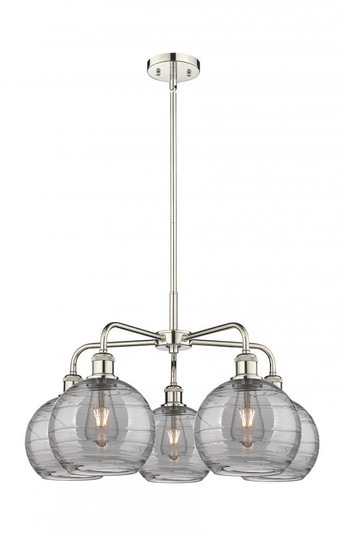 Athens Deco Swirl - 5 Light - 26 inch - Polished Nickel - Chandelier (3442|516-5CR-PN-G1213-8SM)