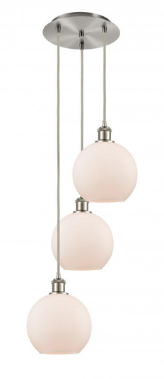 Athens - 3 Light - 15 inch - Brushed Satin Nickel - Cord Hung - Multi Pendant (3442|113B-3P-SN-G121-8)