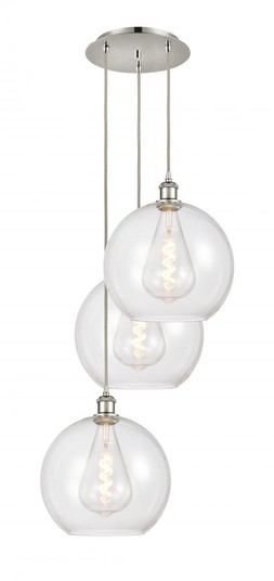 Athens - 3 Light - 18 inch - Polished Nickel - Cord Hung - Multi Pendant (3442|113B-3P-PN-G122-12)