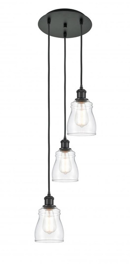 Ellery - 3 Light - 12 inch - Matte Black - Cord Hung - Multi Pendant (3442|113B-3P-BK-G392)