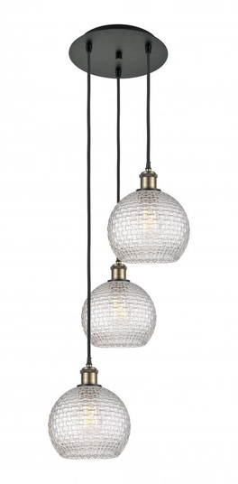 Athens - 3 Light - 15 inch - Black Antique Brass - Cord Hung - Multi Pendant (3442|113B-3P-BAB-G122C-8CL)