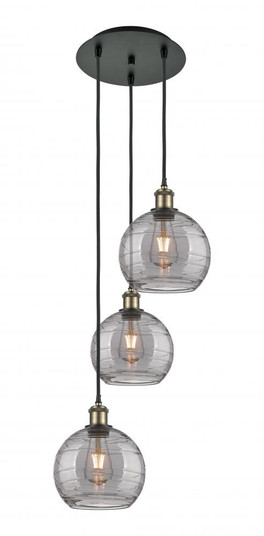 Athens Deco Swirl - 3 Light - 15 inch - Black Antique Brass - Cord Hung - Multi Pendant (3442|113B-3P-BAB-G1213-8SM)