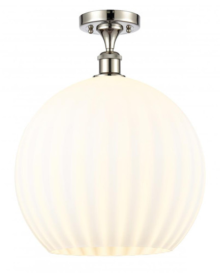 White Venetian - 1 Light - 14 inch - Polished Nickel - Semi-Flush Mount (3442|516-1C-PN-G1217-14WV)