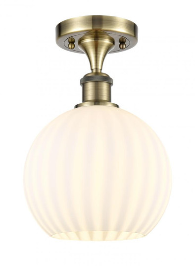 White Venetian - 1 Light - 8 inch - Antique Brass - Semi-Flush Mount (3442|516-1C-AB-G1217-8WV)