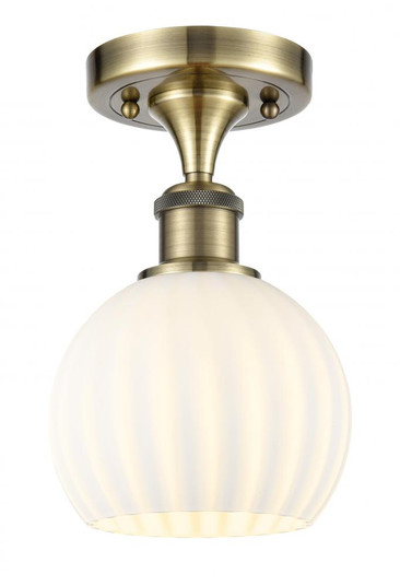 White Venetian - 1 Light - 6 inch - Antique Brass - Semi-Flush Mount (3442|516-1C-AB-G1217-6WV)