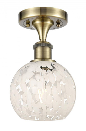 White Mouchette - 1 Light - 6 inch - Antique Brass - Semi-Flush Mount (3442|516-1C-AB-G1216-6WM)