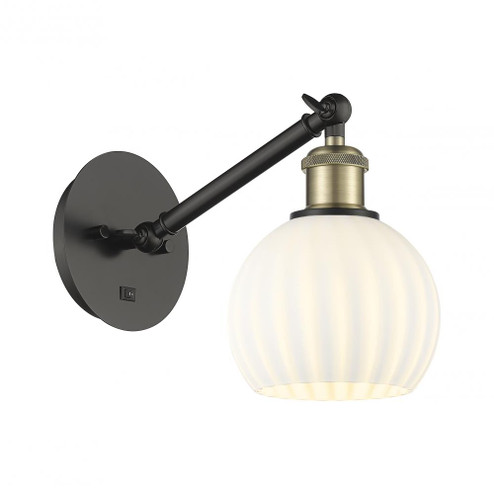 White Venetian - 1 Light - 6 inch - Black Antique Brass - Adjustable Sconce (3442|317-1W-BAB-G1217-6WV)