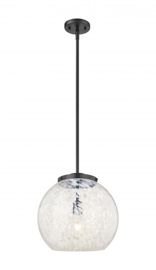 White Mouchette - 1 Light - 14 inch - Matte Black - Stem Hung - Pendant (3442|221-1S-BK-G1216-14WM)