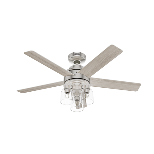 Hunter 52 inch Lochemeade Brushed Nickel Ceiling Fan with LED Light Kit and Handheld Remote (4797|52651)