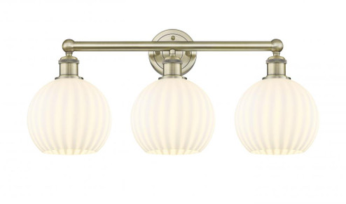 White Venetian - 3 Light - 26 inch - Antique Brass - Bath Vanity Light (3442|616-3W-AB-G1217-8WV)