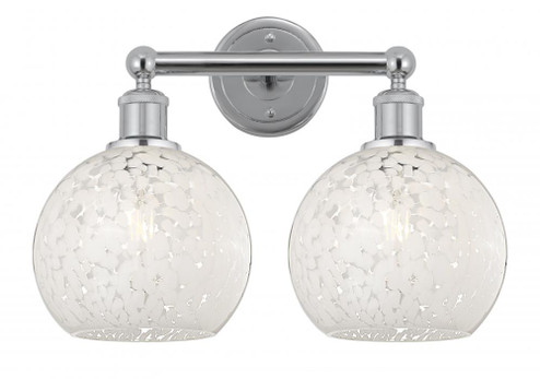 White Mouchette - 2 Light - 17 inch - Polished Chrome - Bath Vanity Light (3442|616-2W-PC-G1216-8WM)