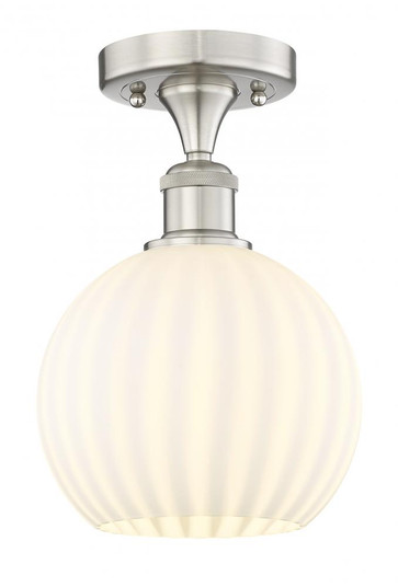 White Venetian - 1 Light - 8 inch - Brushed Satin Nickel - Semi-Flush Mount (3442|616-1F-SN-G1217-8WV)